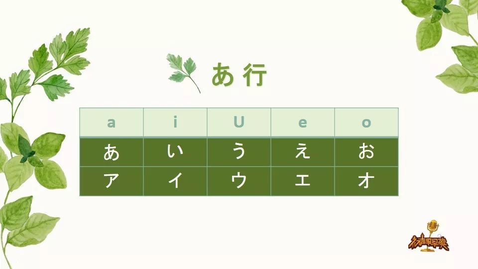 片假名,汉字,罗马音【五十音图】下一节课我们开始进入日语五十音元音