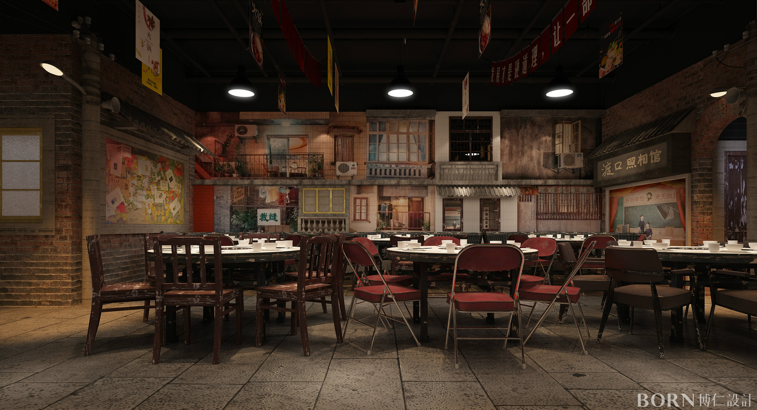 复古风的餐饮店如何设计柬埔寨bgc潮汕牛肉火锅设计案例