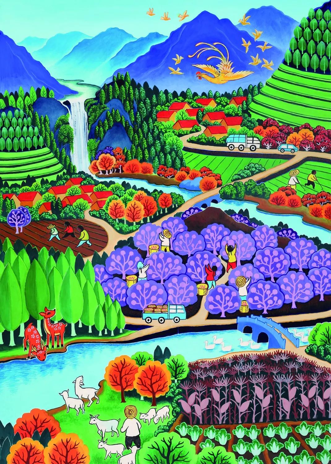 他山之石靖西农民画画山画水画生活