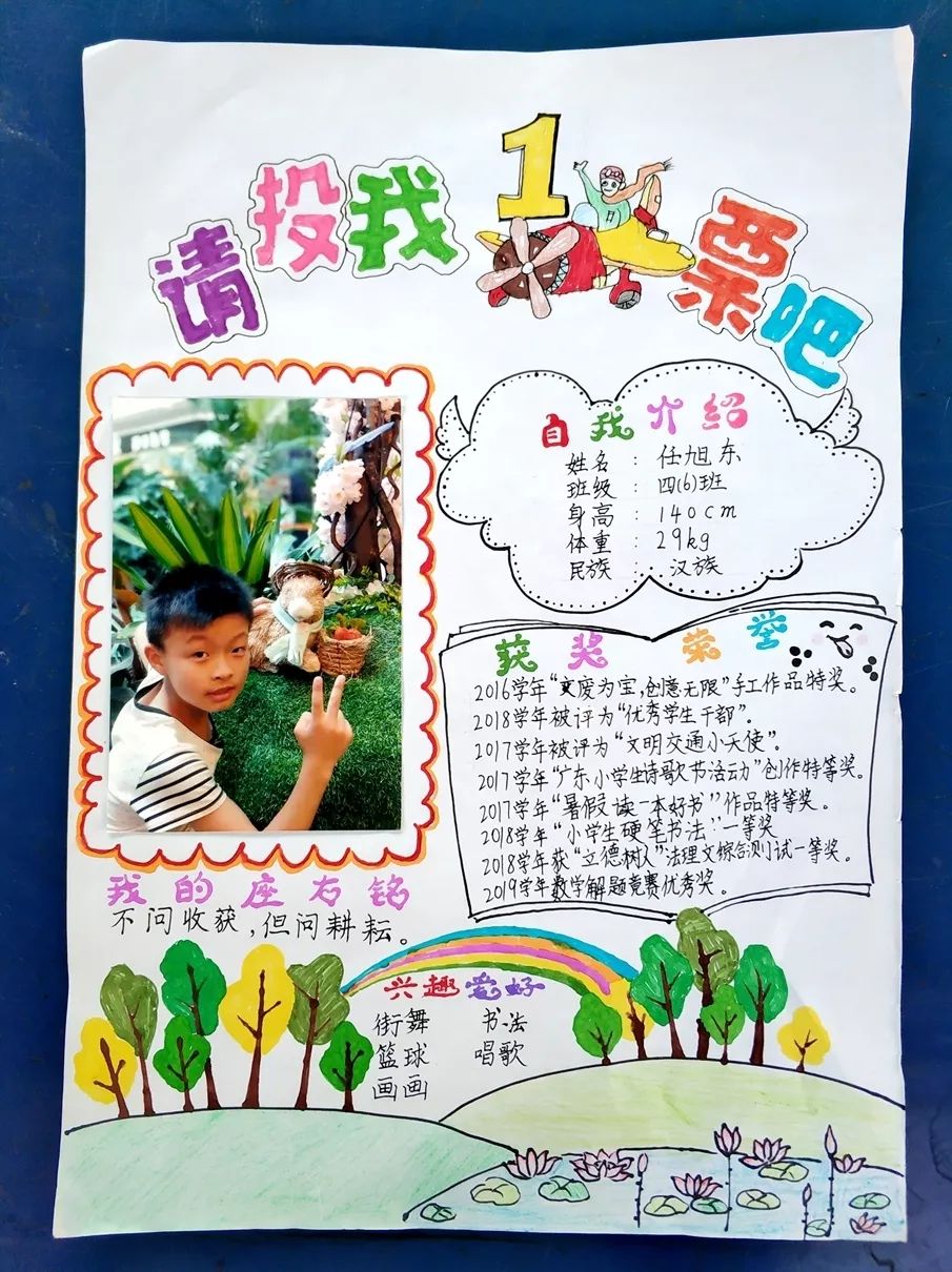 特长以及自己竞选该职位的优势,并且设计出具有个人特色的海报