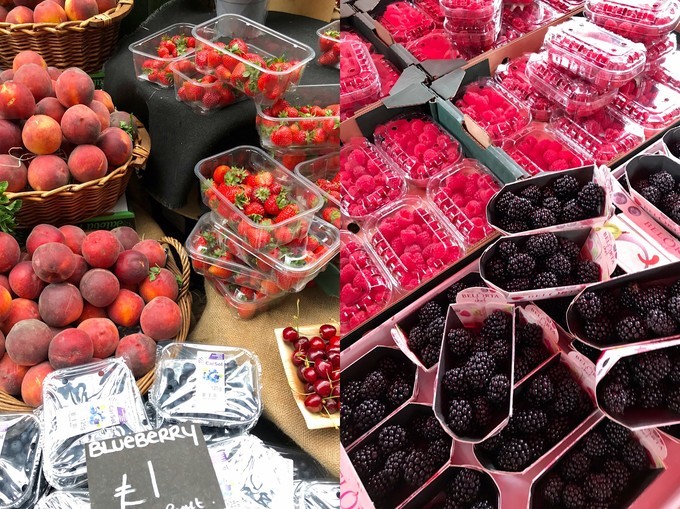 博罗市场 水果包装得很诱人,价格不贵,好多都是1磅.