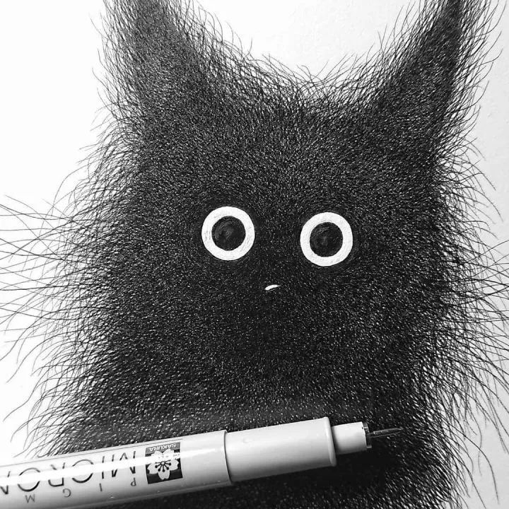 原创萌猫画家新作只用一根马克笔画出的小动物百分百可爱