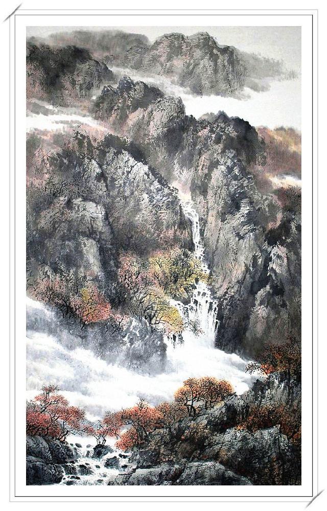 岚翠青峰史贵仁山水画