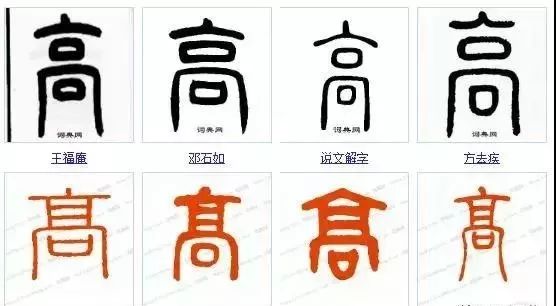 高字的100种写法!高家人不容错过!