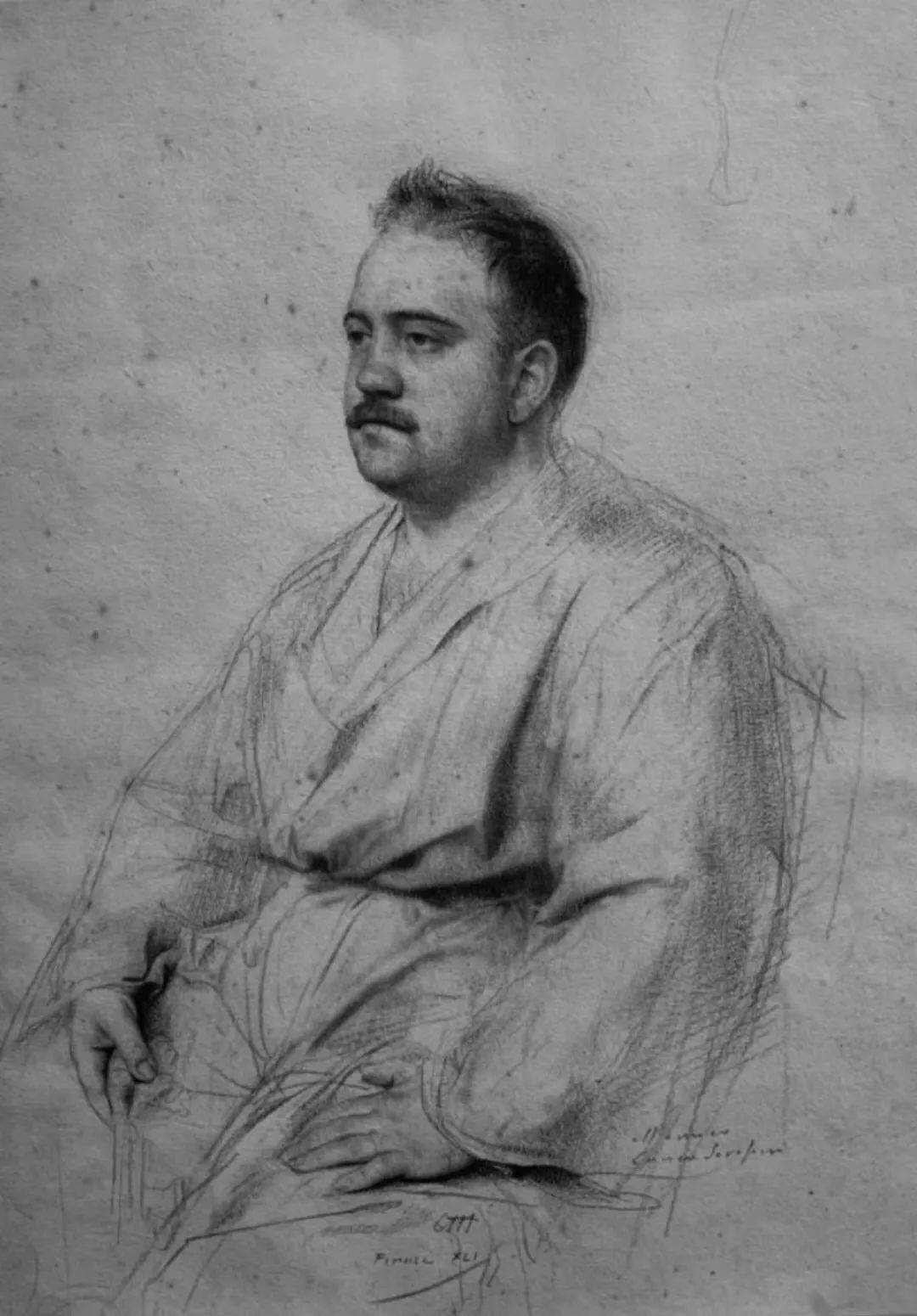 阿尼戈尼的素描线条流畅,肯定,生动,阿尼戈尼自画像