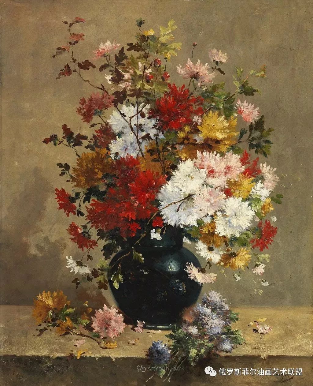 法国画家尤金亨利柯乔瓦花卉油画作品赏析