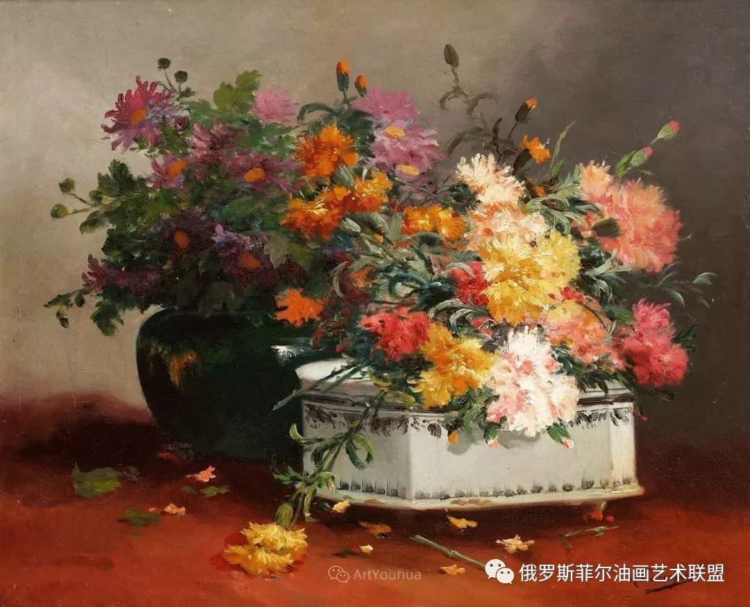 法国画家尤金亨利柯乔瓦花卉油画作品赏析