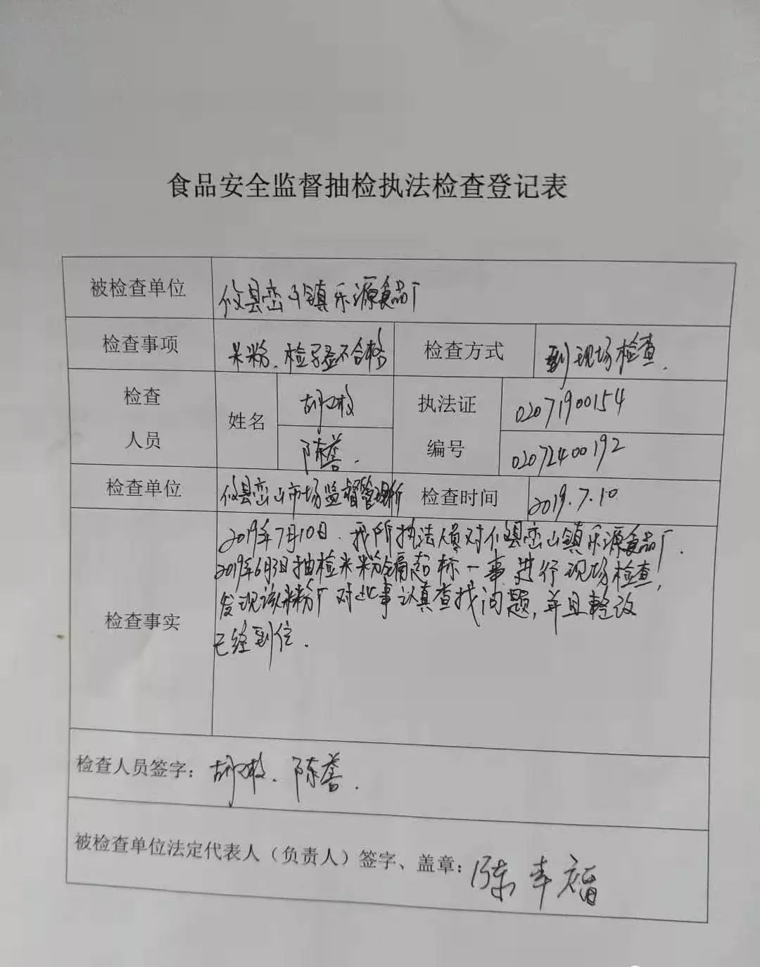 攸县公开抽检不合格食品.