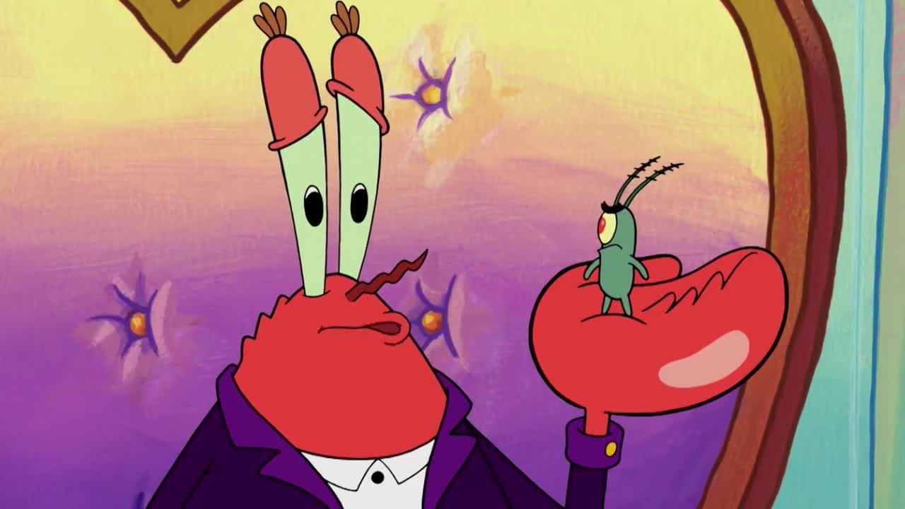 海绵宝宝蟹老板发现她是痞老板假扮的生气地大叫起来