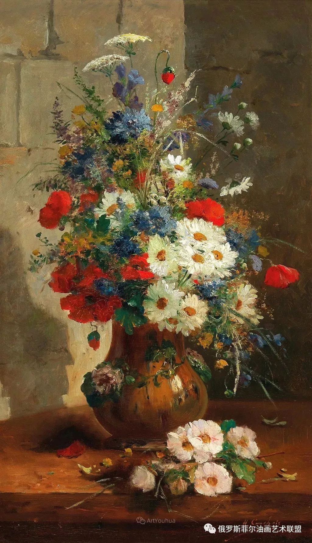 法国画家尤金亨利柯乔瓦花卉油画作品赏析