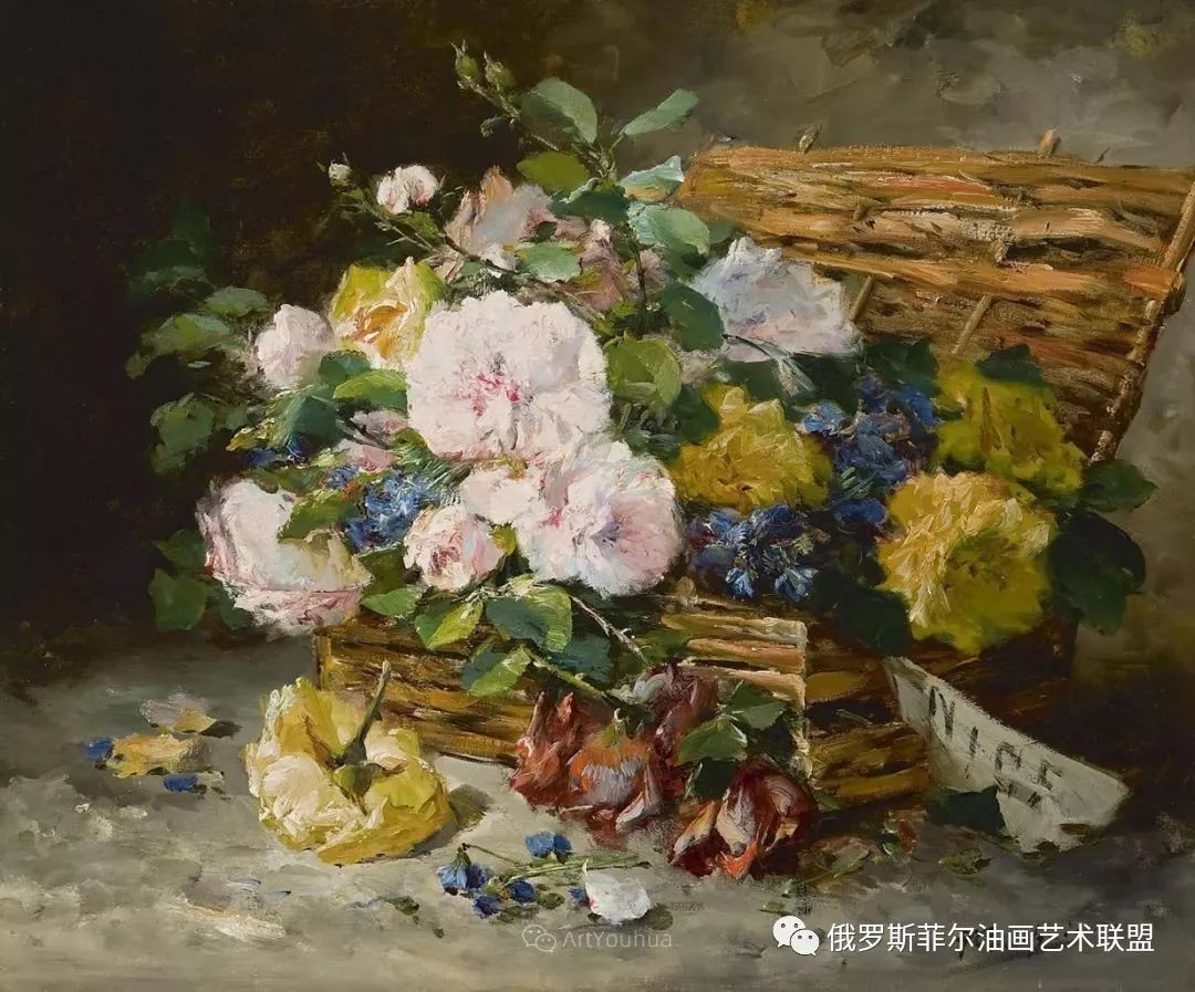 法国画家尤金亨利柯乔瓦花卉油画作品赏析