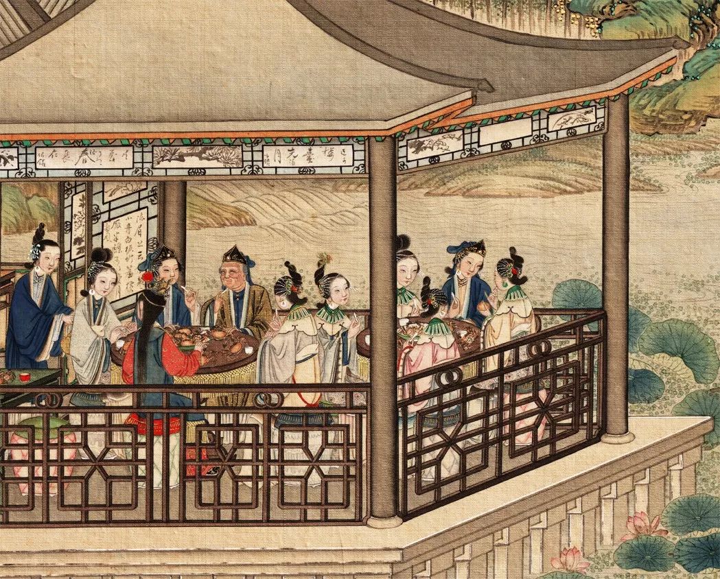 曹雪芹把"藕香榭饮宴吃螃蟹"放在园林当中,这场景令人赞不绝口.