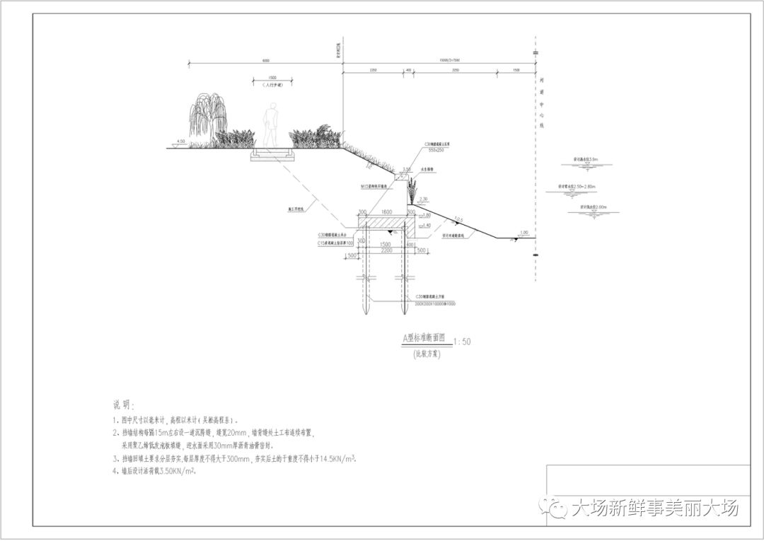 b型护岸结构采用水土保护毯护坡及石笼护坡结构进行比选:绿化标准段