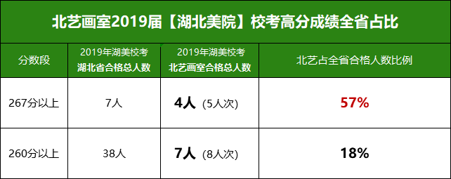 北藝2019湖北美術學院校考合格330人,拿證560張,250分以上51人,61人次