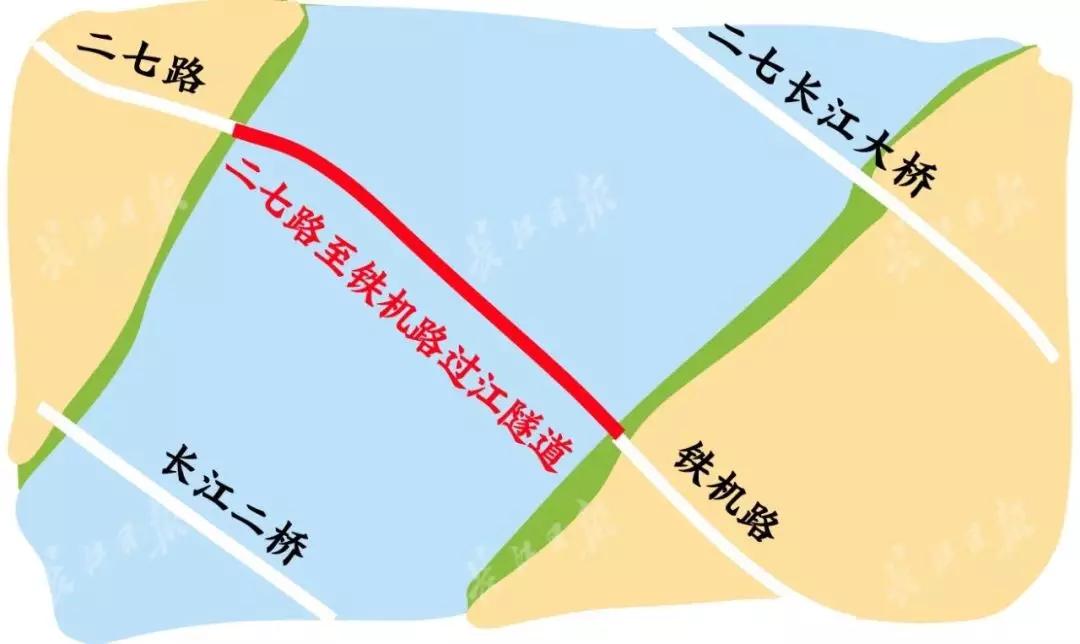 除了二七路至铁机路过江通道,武汉还规划了江岸堤角至青山工业大道过
