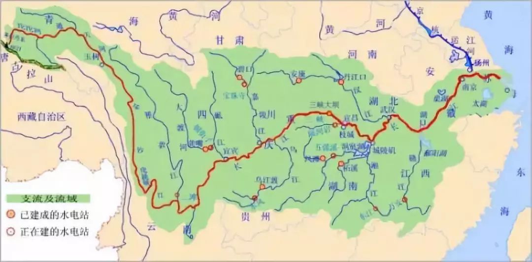长江流经地图图片