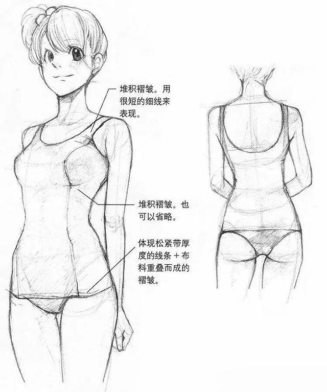 二次元女生泳衣怎么画?动漫女生泳衣的画法_褶皱