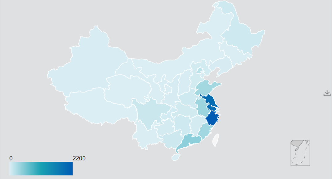 除中国澳门外,全国33个省级行政区均有分布,数量以浙江省居首