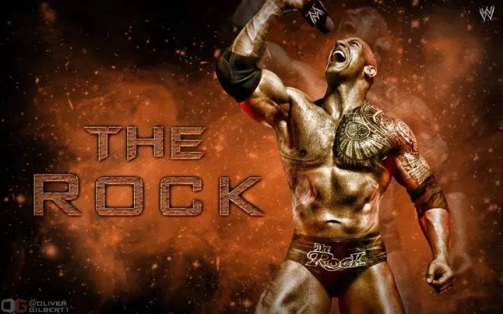 就变成了"巨石强森",巨石(the rock)等于是他在wwe获得的艺名