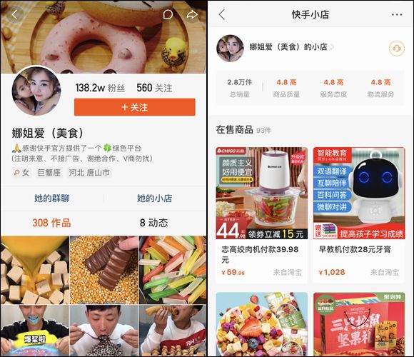 快手11月带货榜20位主播销售额21亿10位美食主播上榜清洁洗护商品受