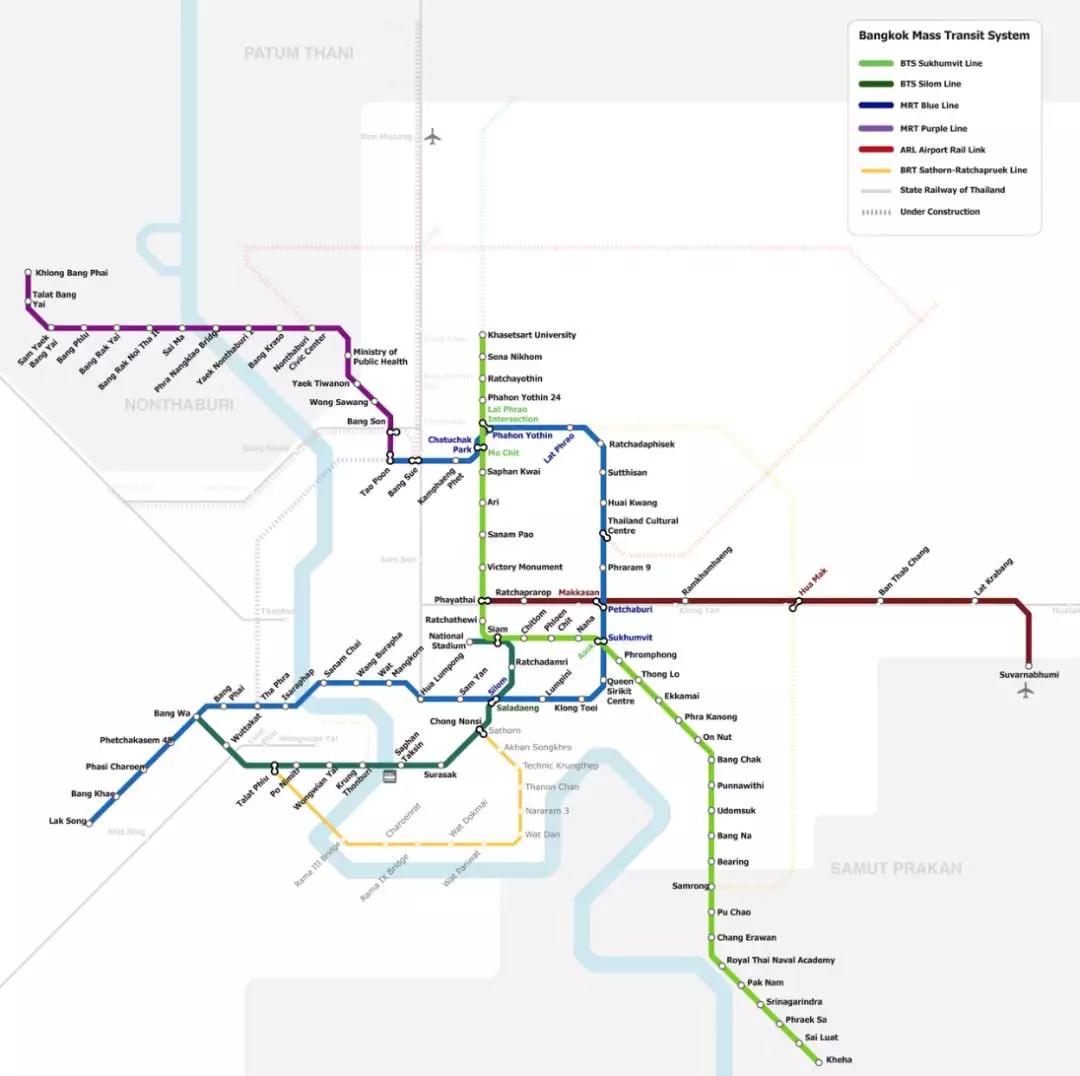 【收藏版】最新最全的曼谷轨道交通2019年~2029 年线路图及未来规划