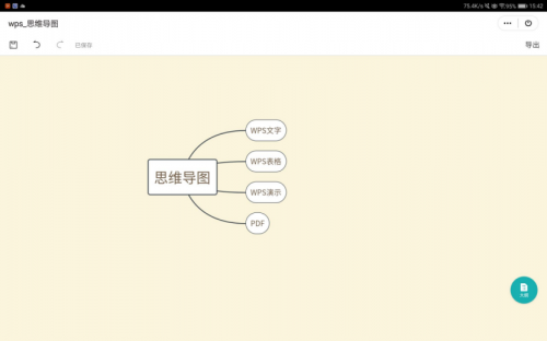 在华为matepad pro搭载的wps里,先后点击"应用","文档处理","思维导图