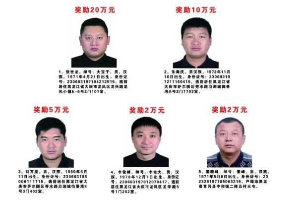 省警方通缉大宝子,李老大等5人!