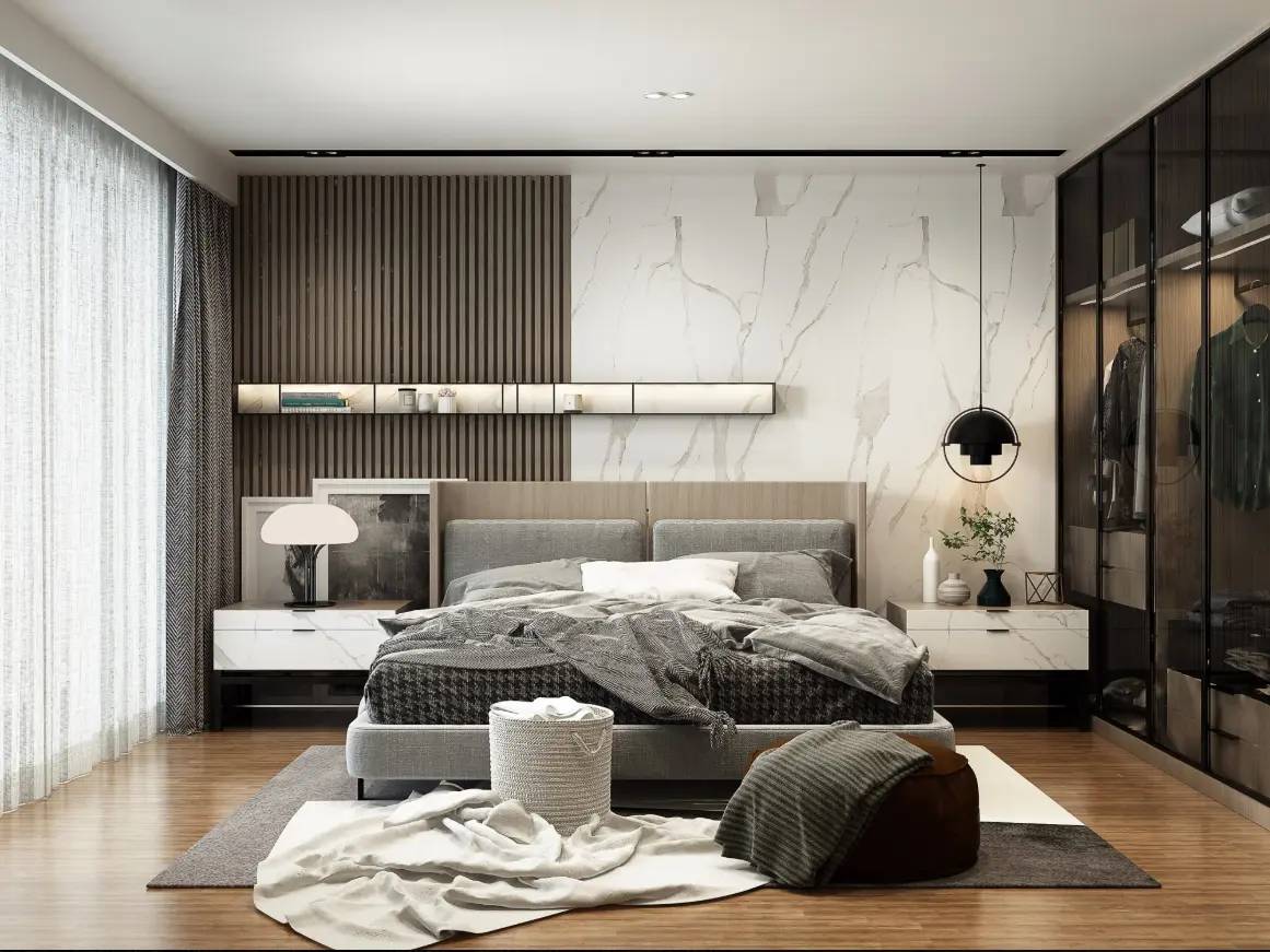 92㎡岩板现代轻奢风为一家人营造出沉稳与舒适的居住氛围