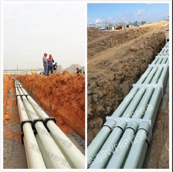 6,将安装好的另一段管道放置在管枕上,上部管枕对齐,并用锤子敲打压实