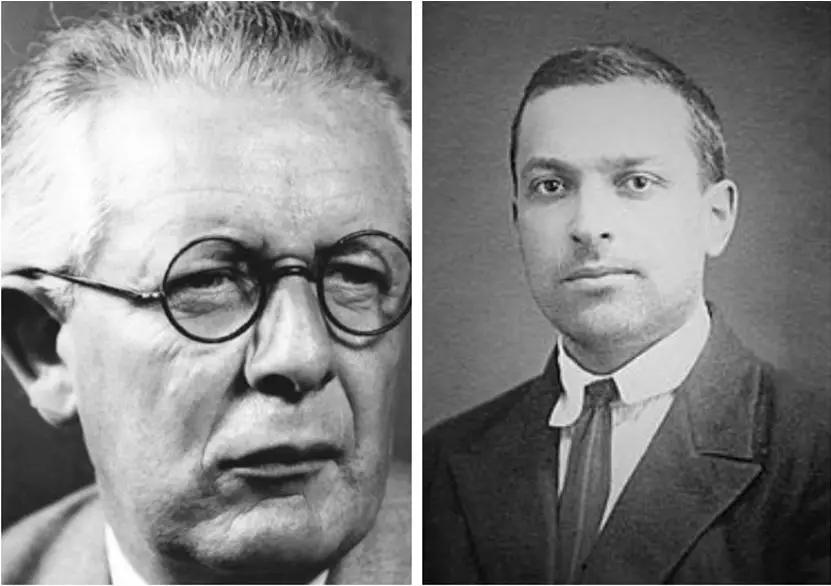 左为piaget,瑞士心理学家,儿童发展学大师,右为vygostky,前苏联心理学