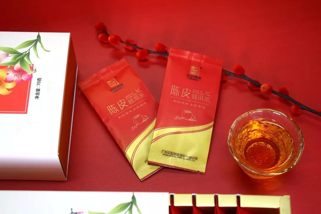 大红柑陈皮普洱茶的袋泡形式,已经匹配好的经典皮茶比例,轻松泡出标准