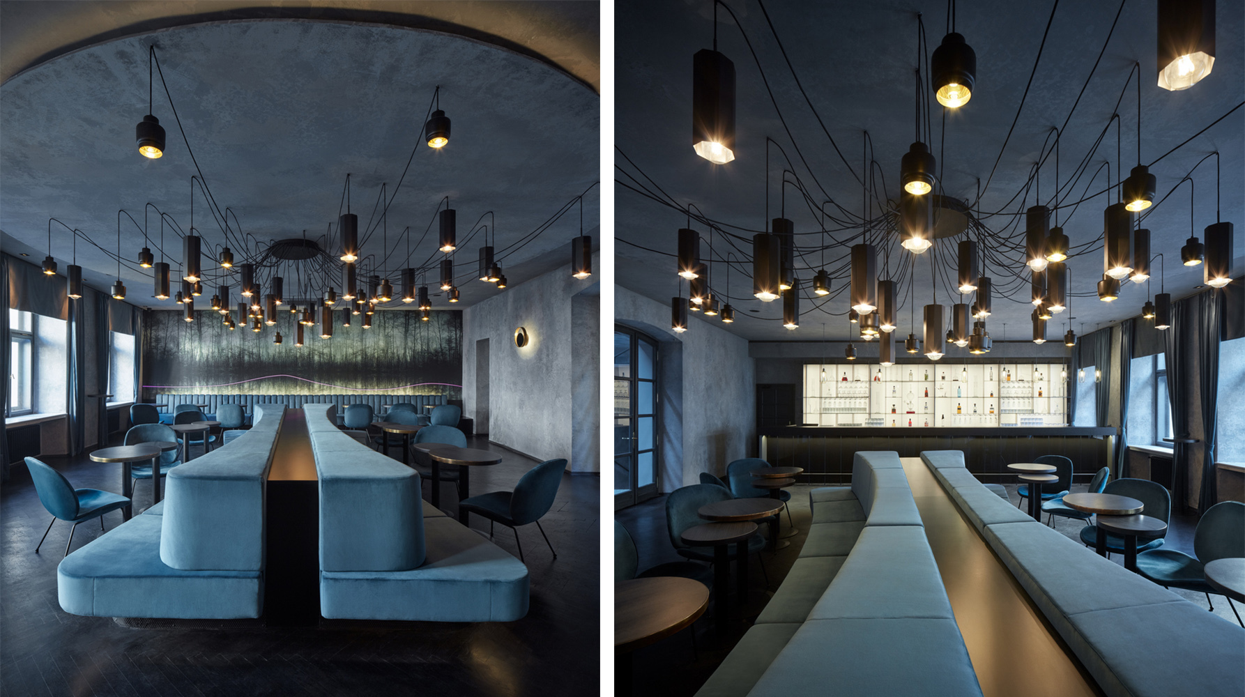 酒吧夜店俱乐部设计精美的灯饰营造出别样的空间氛围