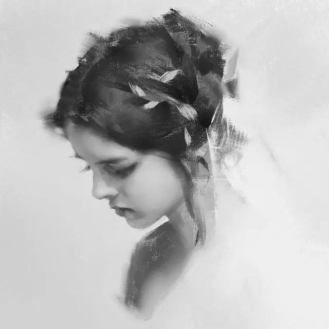 意境女生素描手绘,欲言又止的女人味,喜欢这样的味道