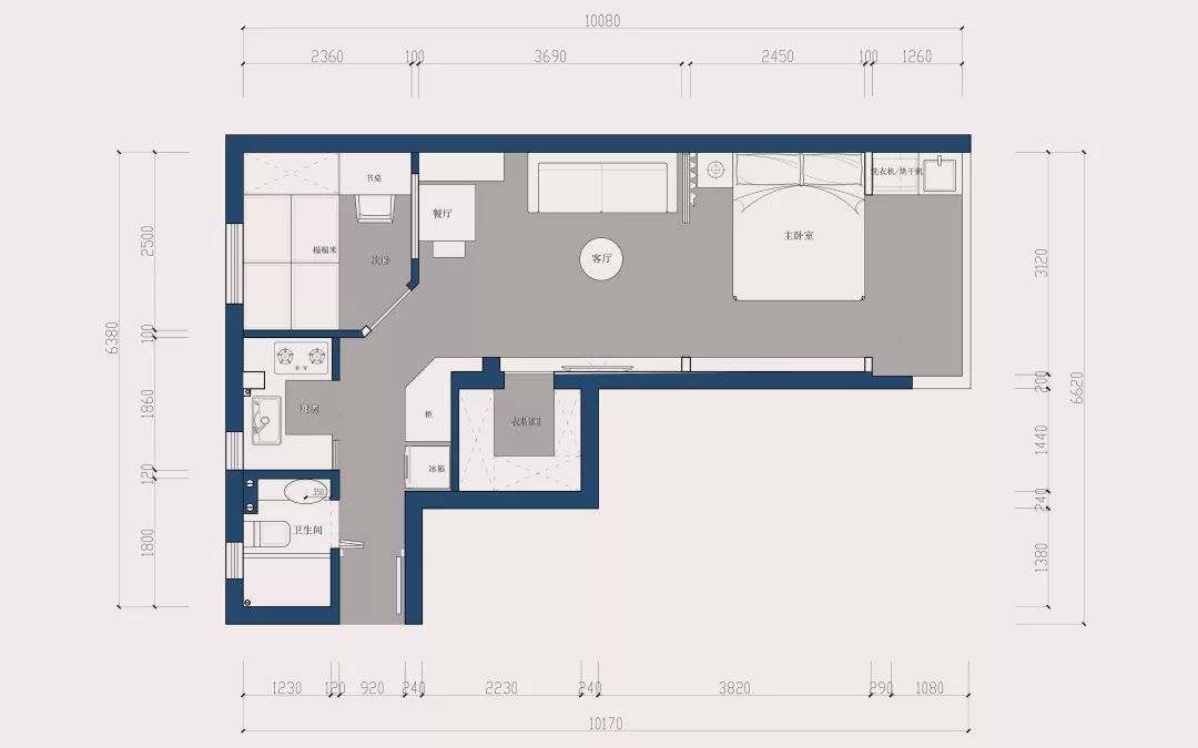 40㎡手枪户型如何拥有双卧室和独立衣帽间