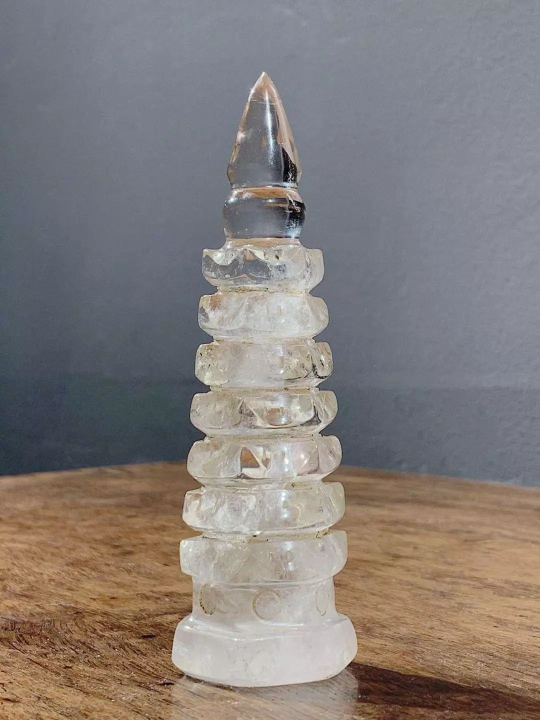 用之美—-晶莹剔透的水晶 ▎天然水晶佛教器物_佛塔