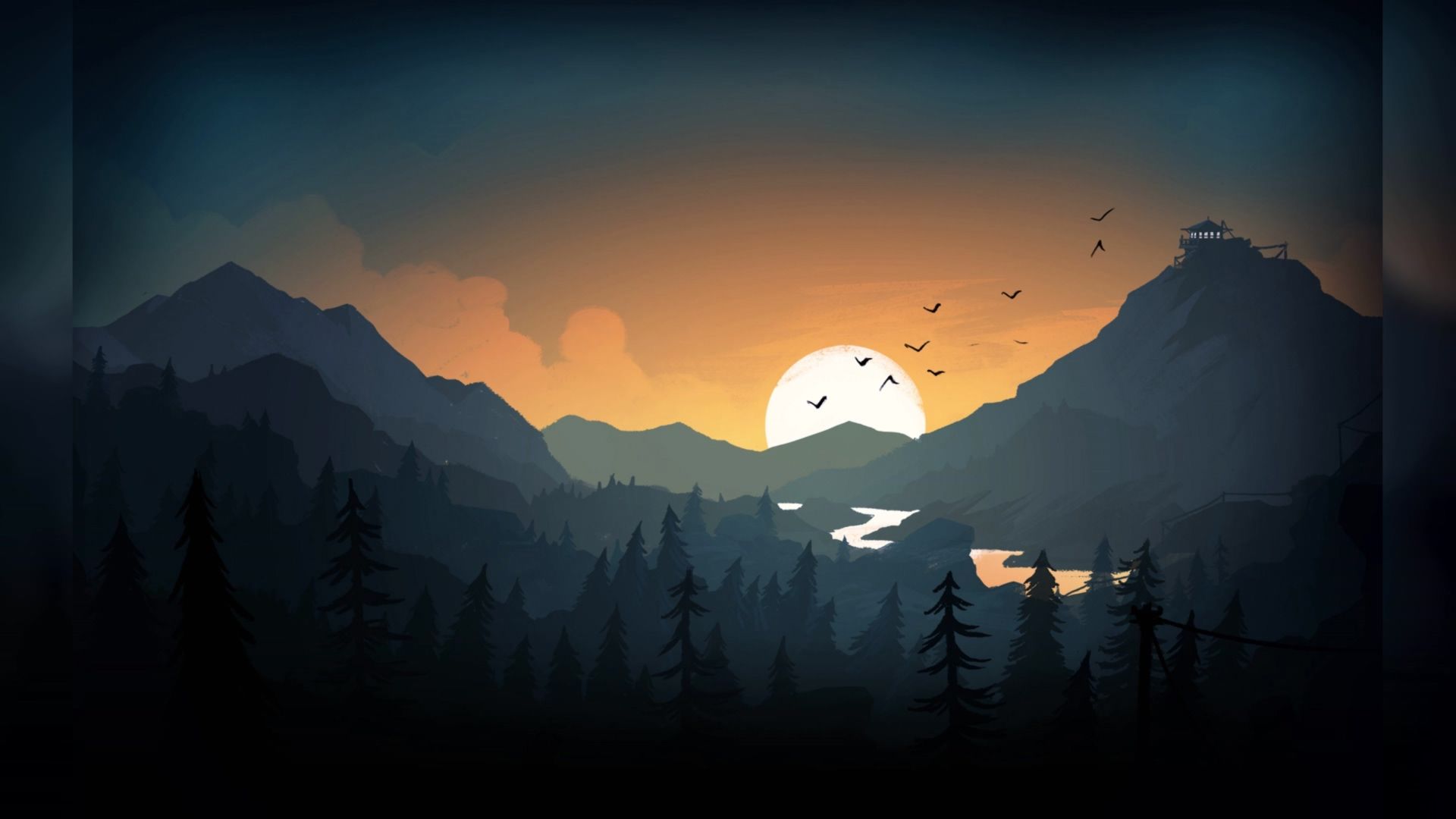 休闲放松的风景插画高清动态壁纸