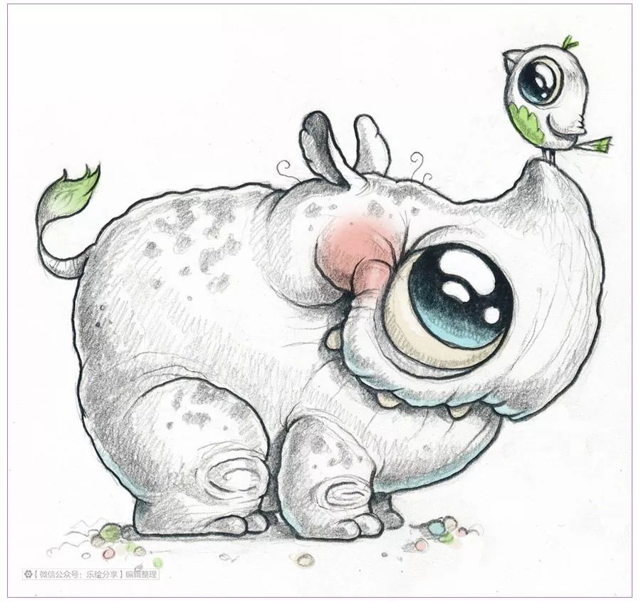 创意素描你好呀小怪兽