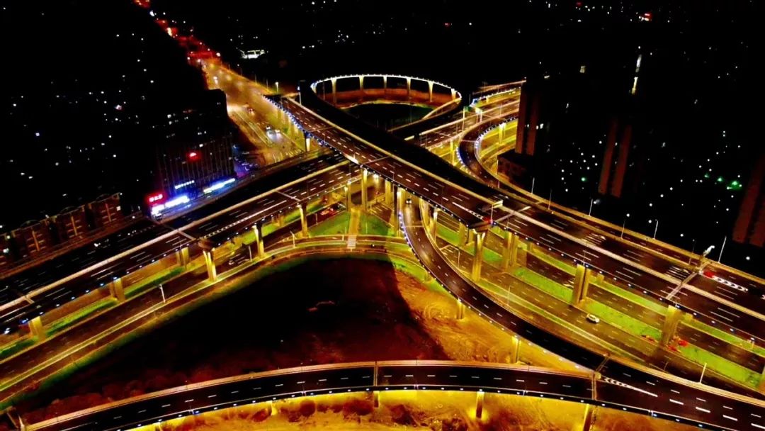 淮安内环高架全线亮灯航拍视频美轮美奂