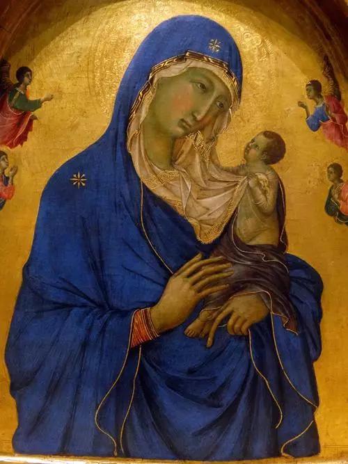 "蓝色的孤独本性,以及它的柔和与深刻的信仰,我们在关于圣母领报的