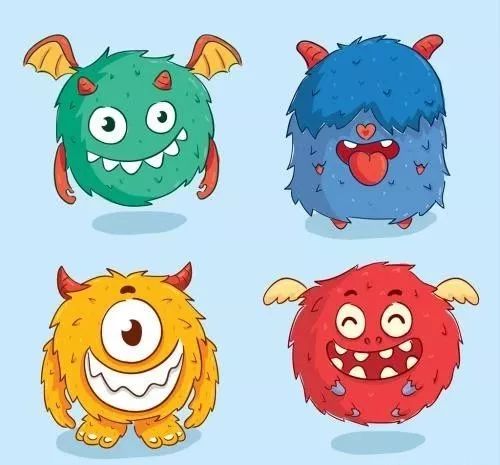 创意美术课堂可爱的小怪兽剪贴画