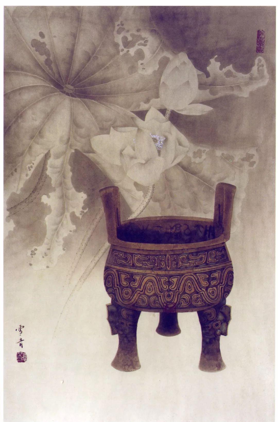 国画教程龚雪青博古花鸟深古留香绘画步骤