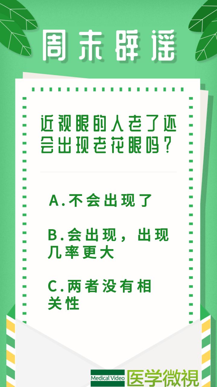 【健康】近視眼的人老了還會出現老花眼嗎?