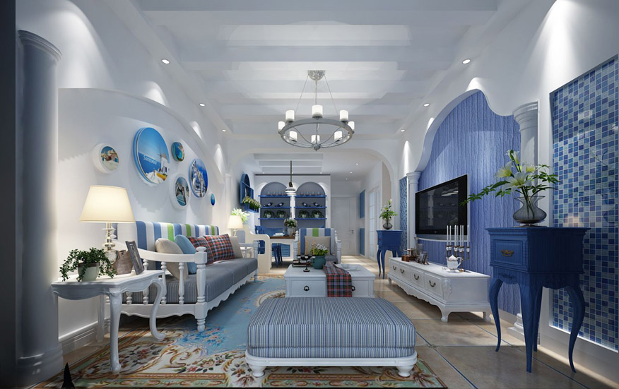 鑫东颖装饰地中海风格装饰巧妙利用好色彩搭配突显出主人的品位