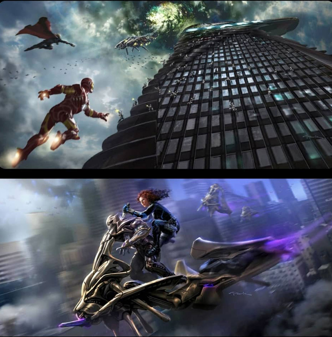 《复联1》全新概念海报,钢铁侠速降中穿戴铠甲,灭霸侧颜超霸气!_洛基