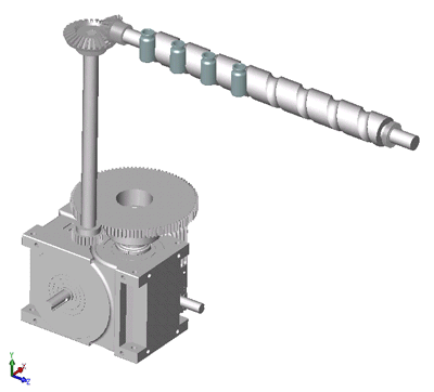 时,凸轮滚子按照给定的位移曲线旋转出力转塔,而同时又沿肋的斜面滚动