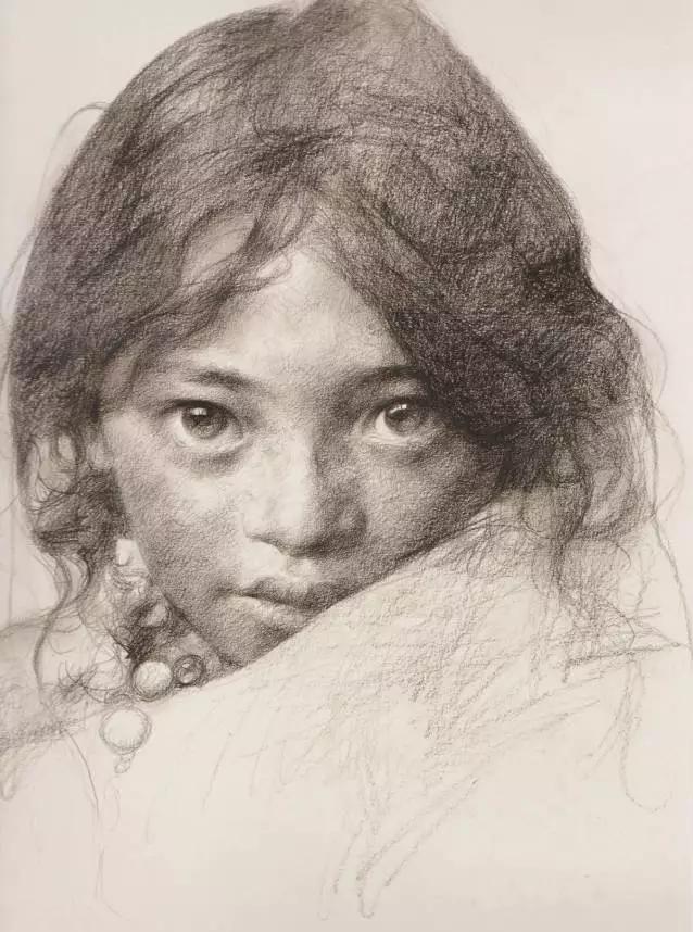 无论是他的油画还是素描,每一幅作品中的人物眼神都能戳穿你的心