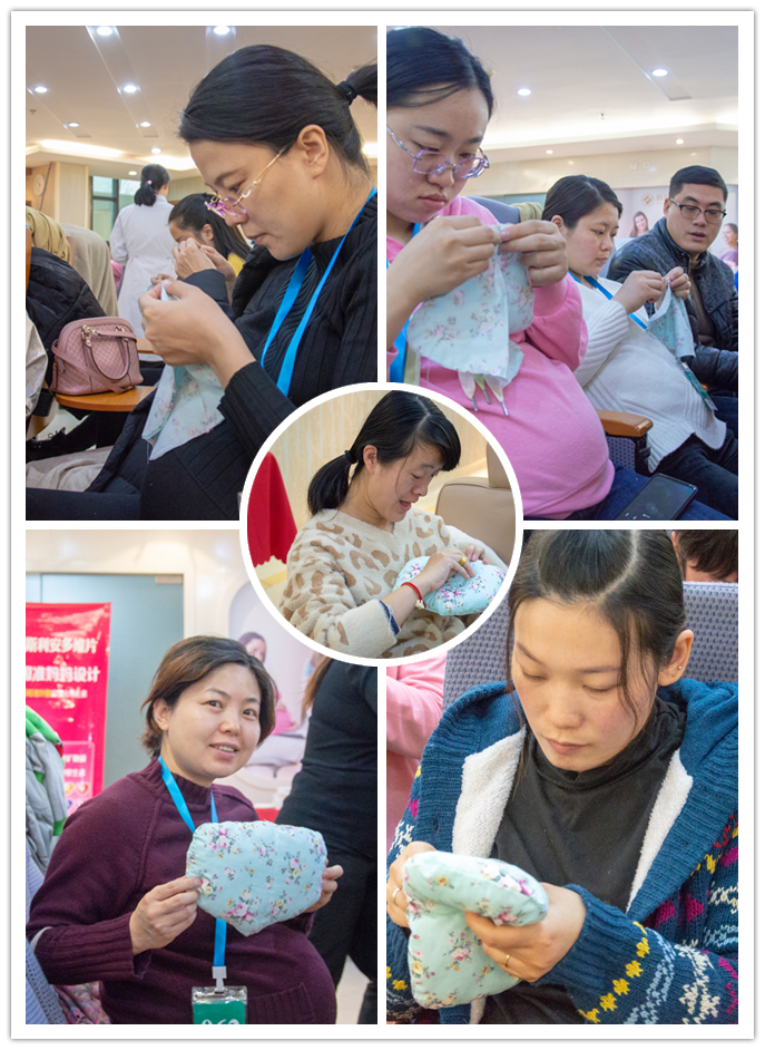 听了手工老师的讲解后,孕妈妈们就开始认真的制作起来.