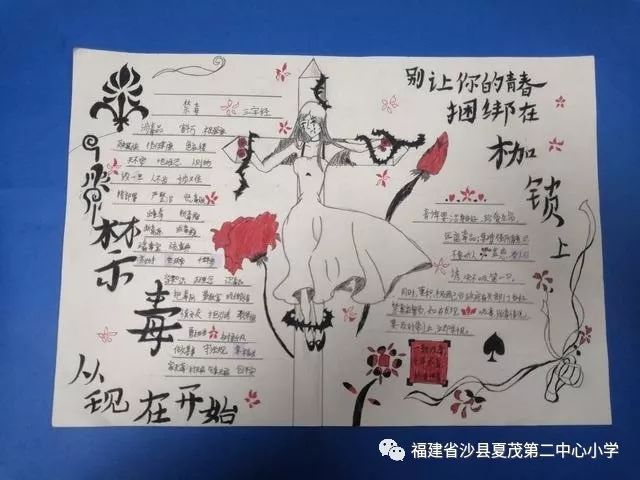 手抄報之外,學校還利用黑板報宣傳禁毒知識,各班以毒品的種類,新型