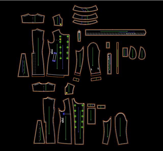 服装打版-双排扣男风衣外套打版教程
