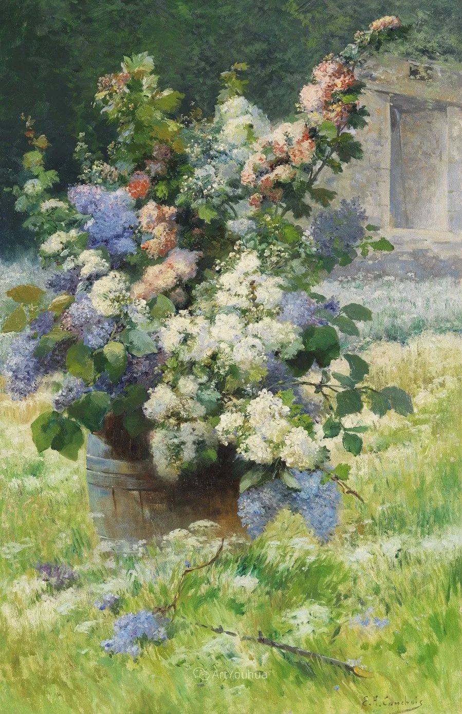 法国画家尤金亨利柯乔瓦他对浪漫主义情有独钟花卉很赞